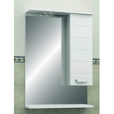Зеркало "Таис" 60 см, шкафчик (справа, слева) свет, выкл., розетка, белый каннелюр