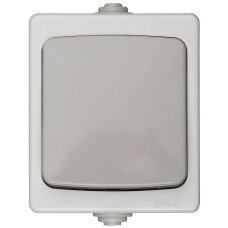 Выключатель СВЕТОЗАР "Аврора" одноклавишный, IP44, цвет серо-белый, 10А/250В