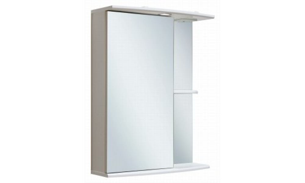 Зеркало-шкаф "Николь 55", свет,выкл., розетка, белое