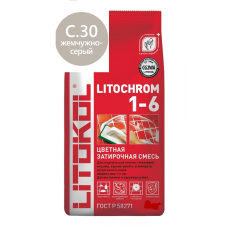 Затирка LITOCHROM 1-6 C.30 жемчужно-серая, 2 кг.