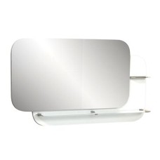 Зеркало "Адажио" 80 см  шкаф слева, свет, выкл., розетка белое