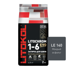 Затирка LITOCHROM 1-6 EVO LE 140 мокрый асфальт, 2 кг.