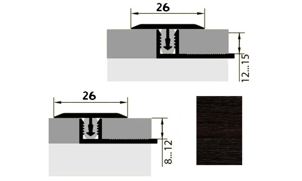 Порог-стык Т-образный ламинированный 26мм х 0,9м венге