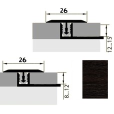 Порог-стык Т-образный ламинированный 26мм х 0,9м венге
