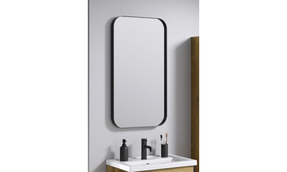 Зеркало RM 50 см в металлической раме, цвет черный