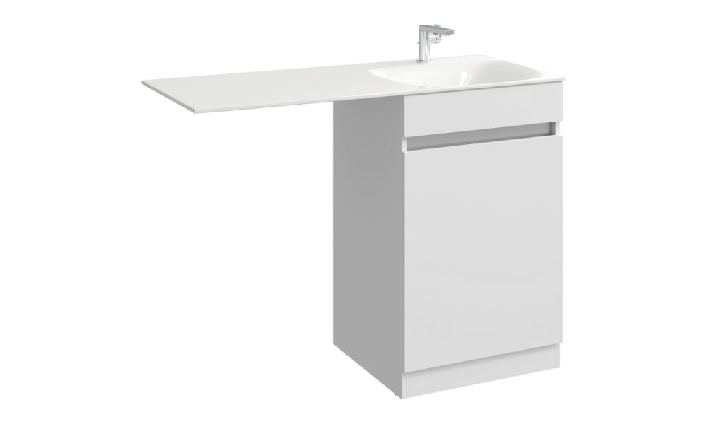 Тумба д/ванной Forma Т5/2KR с бельевой корзиной, цвет белый с раковиной Forma 115 (чаша справа)