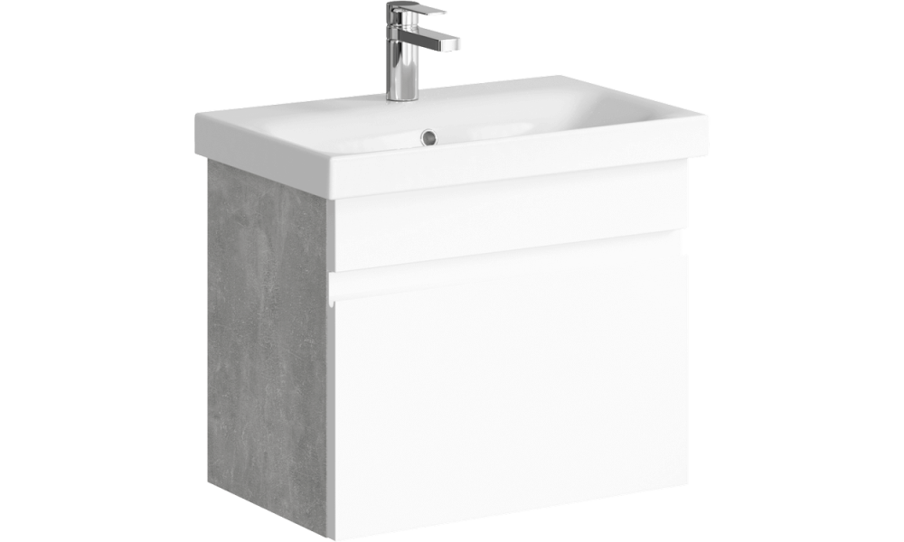 Тумба д/ванной "Smart" 50 см подвесная, цвет бетон светлый с раковиной Moduo slim 50