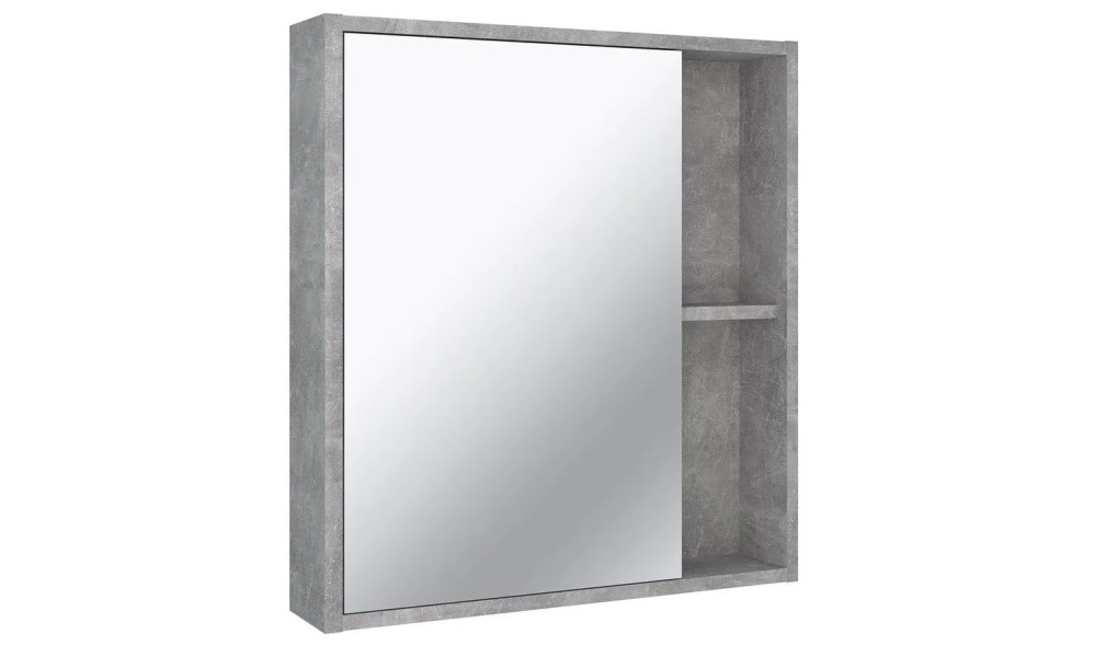 Зеркало-шкаф "Руно Эко 52" навесной, цвет серый бетон