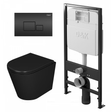 Комплект: Унитаз подвесной безободковый D&K Venice DT1026025, сиденье микролифт чёрный (DS1022502)