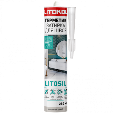Герметик-затирка санитарный силиконовый LITOSIL светло-серый, 280 мл