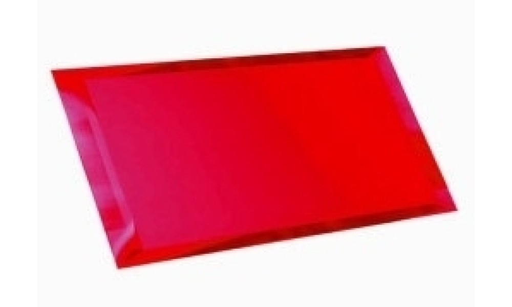 Плитка прямоугольная стеклянная красная с фацетом 10 мм "Red" - 240х120мм
