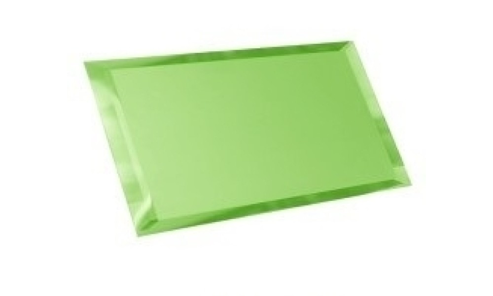 Плитка прямоугольная стеклянная зеленая с фацетом 10 мм "Green" - 240х120мм