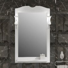 Зеркало Клио 65 со светильником на Рустику, цвет белый