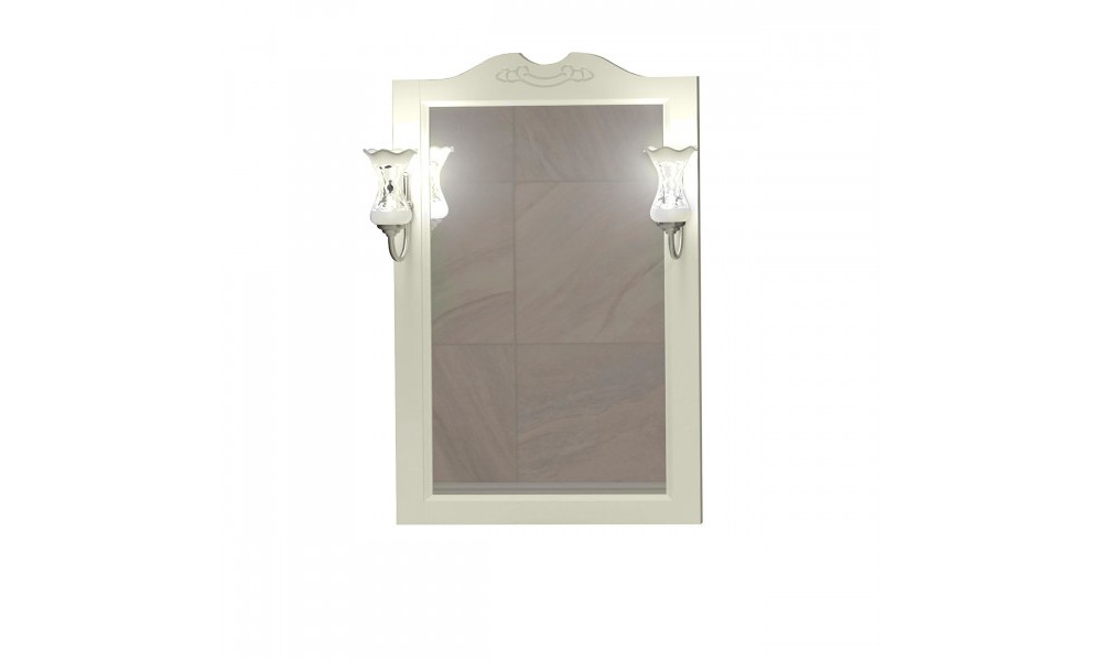 Зеркало Клио 70 со светильником на Рустику, цвет слоновая кость