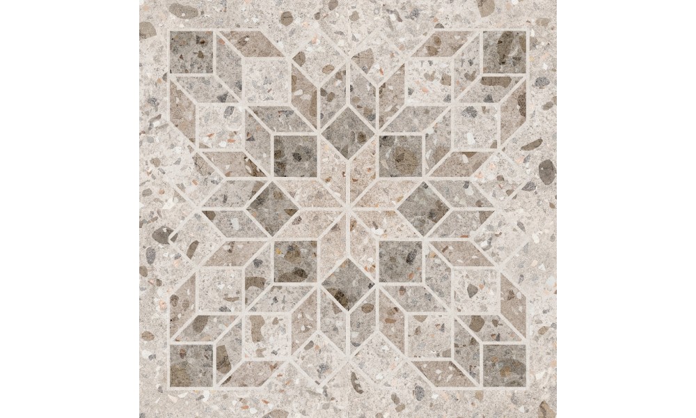 Керамический гранит (600х600) "Терраццо" Деко серые,  глазурованные матовые Стандарт
