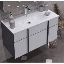 Тумба д/ванной "Кристалл 90", цвет антрацит/белый  с раковиной Ibiza 91