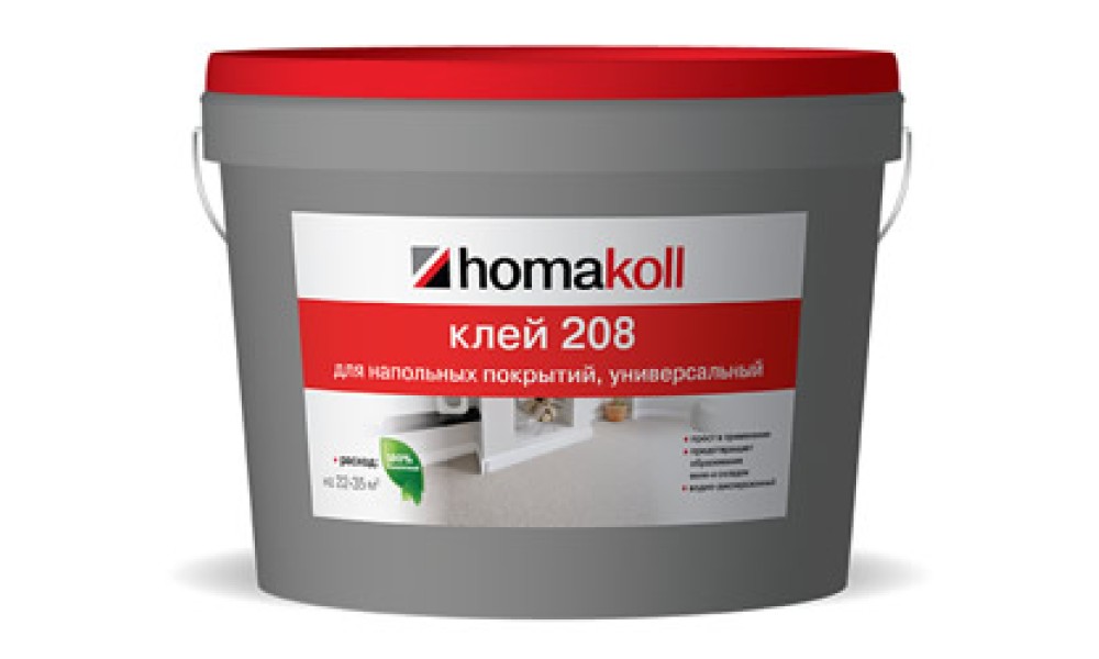 Клей Homakoll 208 для коммерческих ПВХ покрытий водно-дисперсионный, 1,3 кг